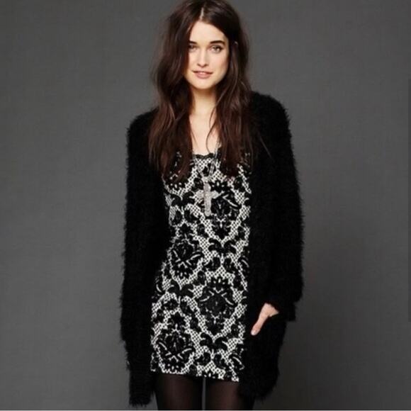 Free People Intimately Fair Maiden Black Velvet Burnout Bodycon Dress Medium - Picture 3 of 9